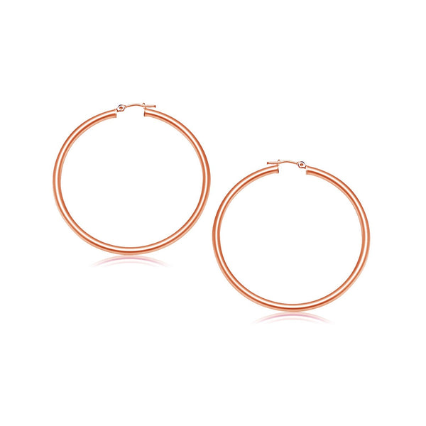 Lovcia Luxury Classic 14K Rose Gold Hoop Earrings with Snap Lock (25mm Diameter)-Earrings-Rose Gold-Rose Gold