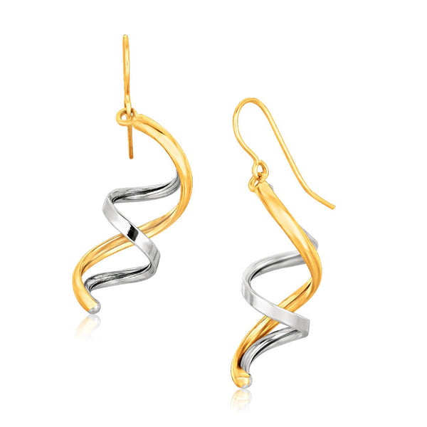Lovcia Luxury Classic 14k Two-Tone Gold Helix Drop Earrings-Earrings-Two-Tone Gold-Two-Tone Gold