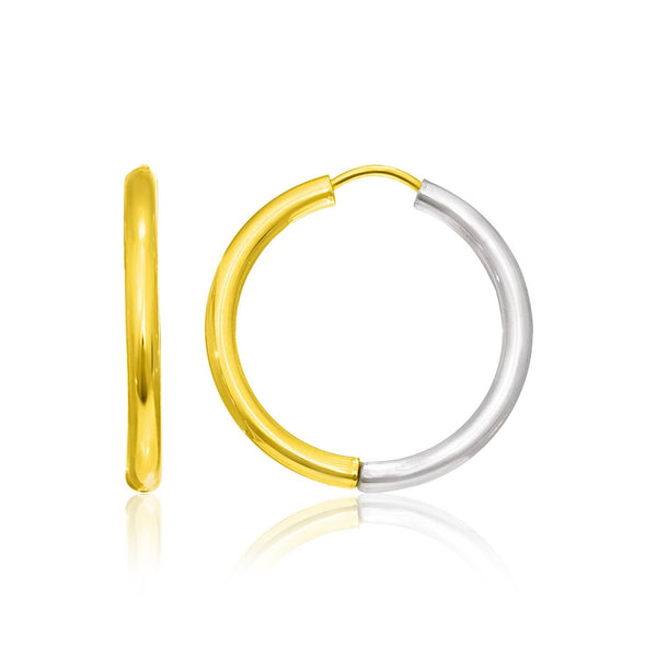 Lovcia Luxury Classic 14k Two-Tone Gold Hinged Hoop Earrings (20mm)-Earrings-Two-Tone Gold-Two-Tone Gold