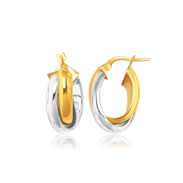 Lovcia Luxury Classic 14k Two-Tone Gold Intertwined Oval Link Hoop Earrings-Earrings-Two-Tone Gold-Two-Tone Gold