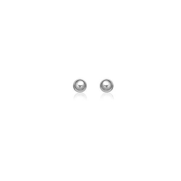 Lovcia Luxury Classic 14k White Gold 4mm Round Globe Stud Earrings-Earrings-White Gold-White Gold