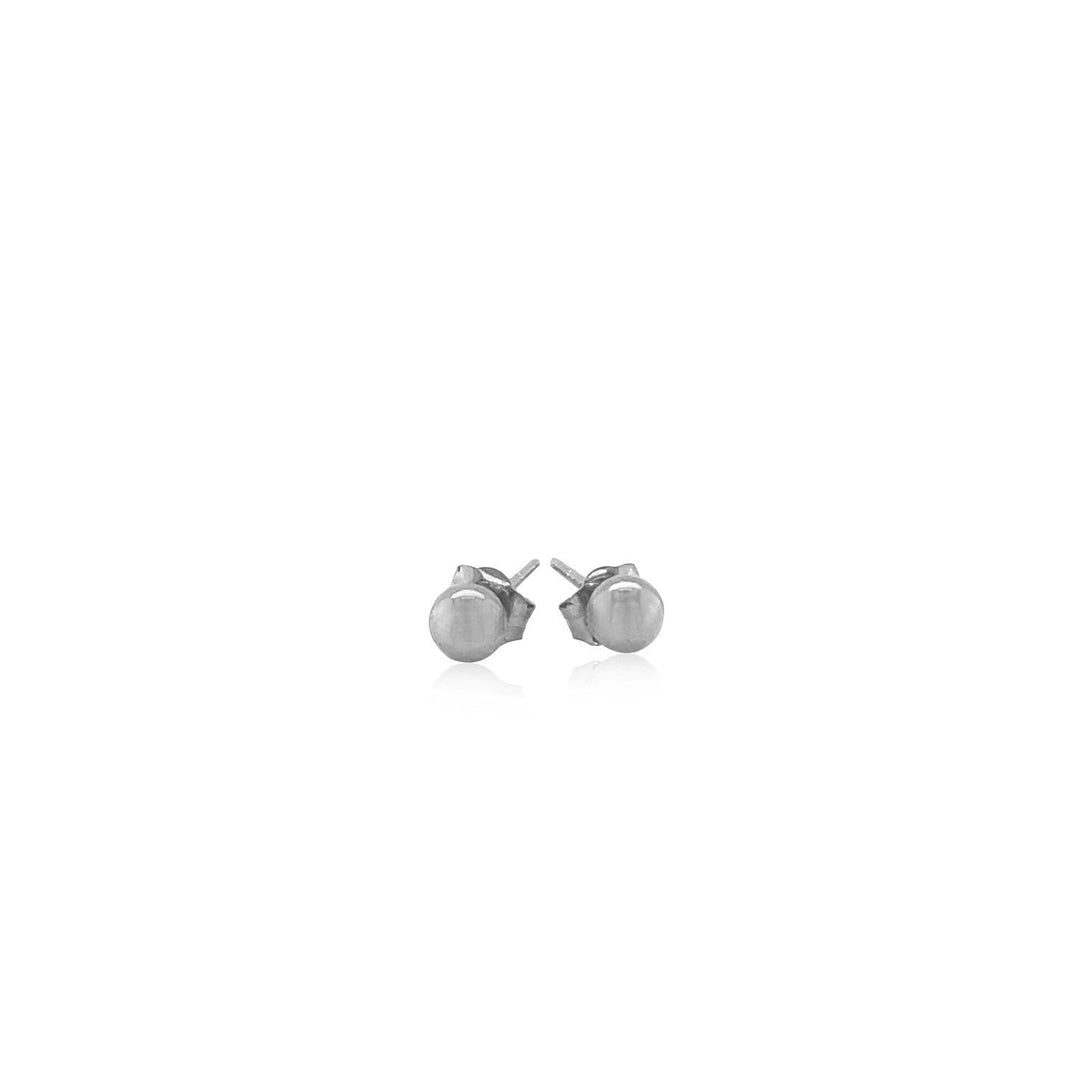 Lovcia Luxury Classic 14k White Gold 4mm Round Globe Stud Earrings-Earrings-White Gold-White Gold