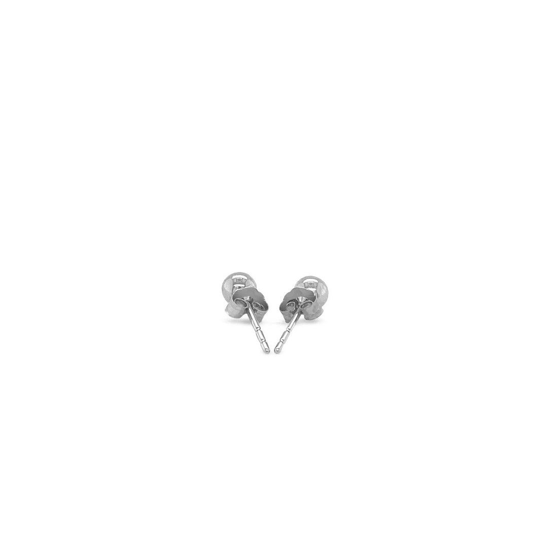 Lovcia Luxury Classic 14k White Gold 4mm Round Globe Stud Earrings-Earrings-White Gold-White Gold