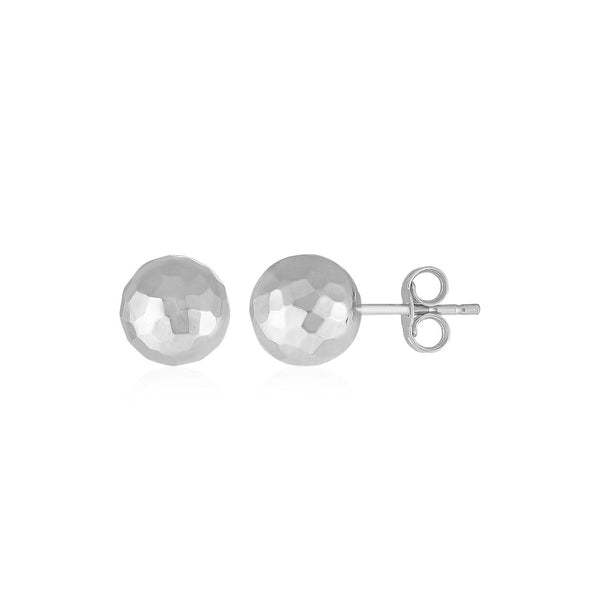 Lovcia Luxury Classic 14k White Gold Faceted Ball Stud Earrings (5mm)-Earrings-White Gold-White Gold