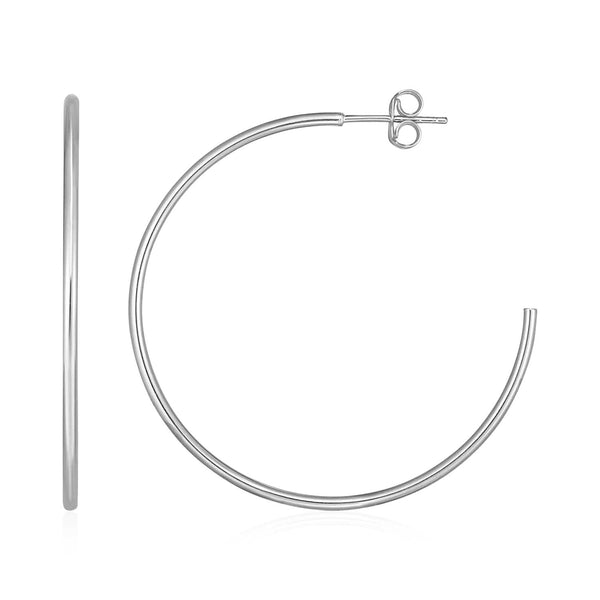 Lovcia Luxury Classic 14k White Gold Hoop Earrings with Pushback Clasps (40mm Diameter)-Earrings-White Gold-White Gold