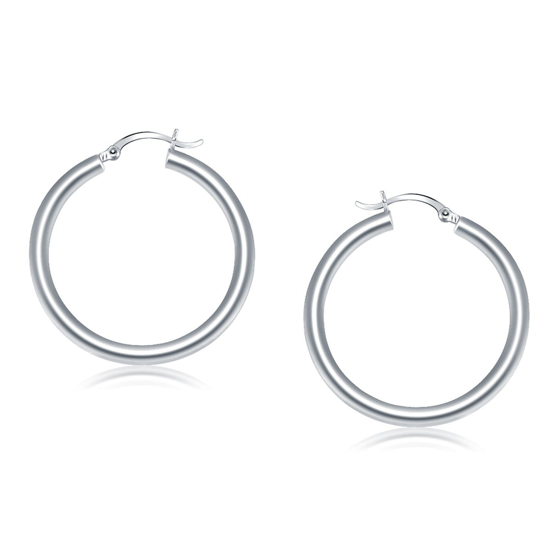 Lovcia Luxury Classic 14K White Gold Hoop Earrings with Snap Lock (40mm)-Earrings-White Gold-White Gold