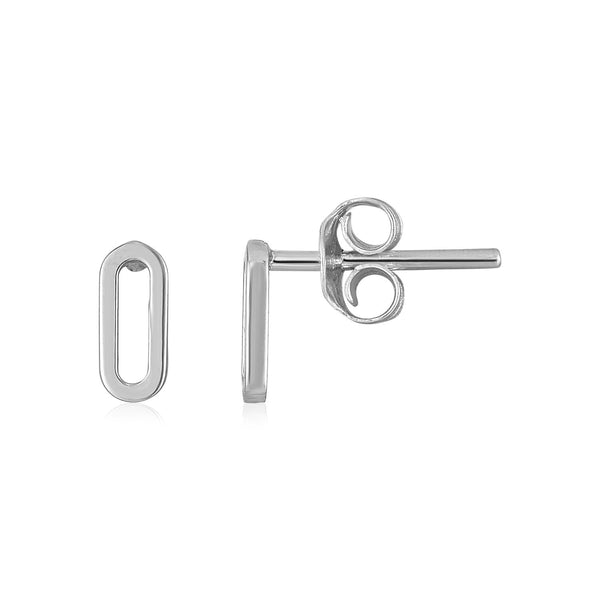 Lovcia Luxury Classic 14k White Gold Paperclip Chain Stud Earrings-Earrings-White Gold-White Gold