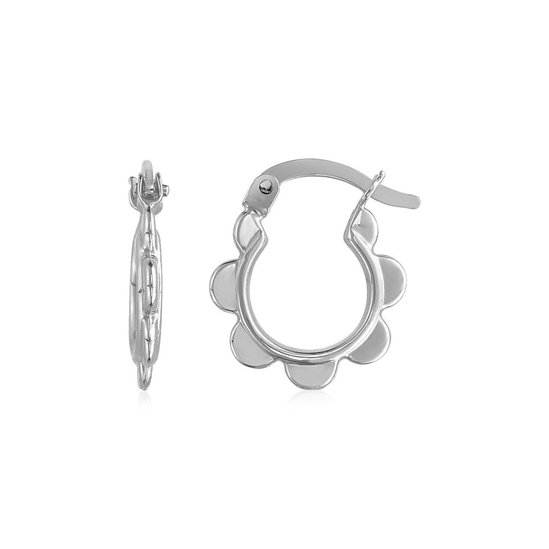 Lovcia Luxury Classic 14k White Gold Petal-Design Hoop Earrings-Earrings-White Gold-White Gold