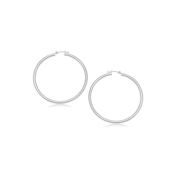 Lovcia Luxury Classic 14K White Gold Snap Lock Hoop Earrings (20mm)-Earrings-White Gold-White Gold