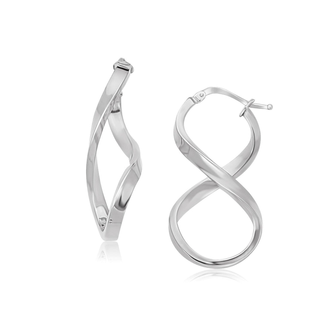 Lovcia Luxury Classic 14K White Gold Twisted Design Hoop Earrings-Earrings-White Gold-White Gold