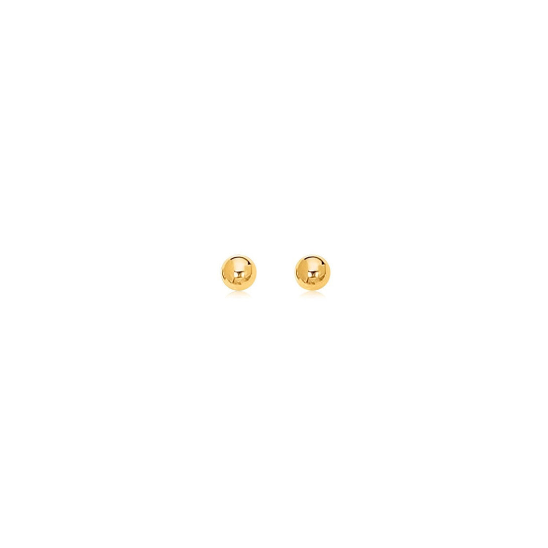 Lovcia Luxury Classic 14k Yellow Gold 3mm Round Bead Stud Earrings-Earrings-Yellow Gold-Yellow Gold