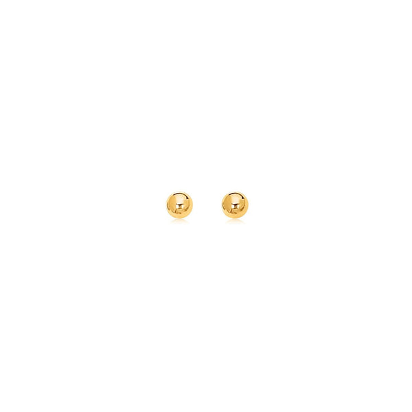 Lovcia Luxury Classic 14k Yellow Gold 3mm Round Bead Stud Earrings-Earrings-Yellow Gold-Yellow Gold