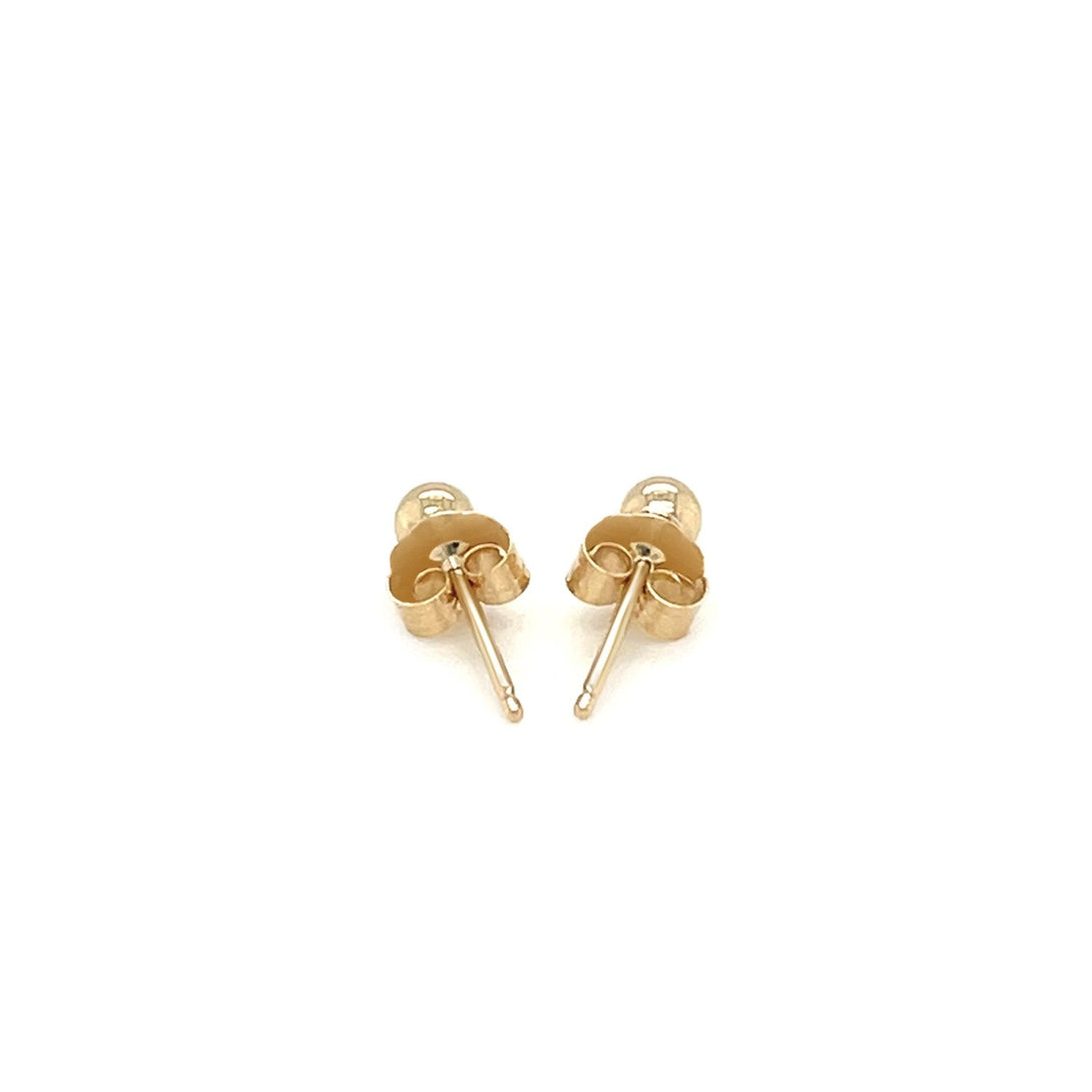 Lovcia Luxury Classic 14k Yellow Gold 3mm Round Bead Stud Earrings-Earrings-Yellow Gold-Yellow Gold