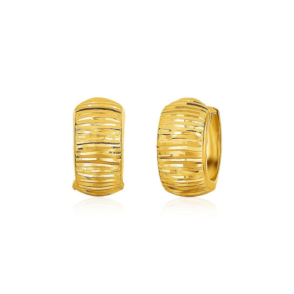 Lovcia Luxury Classic 14k Yellow Gold Diamond Cut Design Hoop Earrings-Earrings-Yellow Gold-Yellow Gold