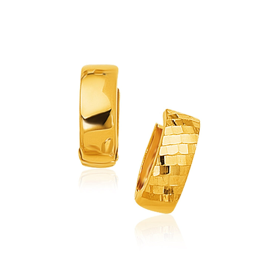 Lovcia Luxury Classic 14k Yellow Gold Diamond-Cut Hoop Earrings-Earrings-Yellow Gold-Yellow Gold