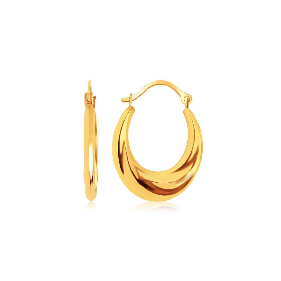 Lovcia Luxury Classic 14k Yellow Gold Graduated Oval Hoops with Snap Lock Closure-Earrings-Yellow Gold-Yellow Gold