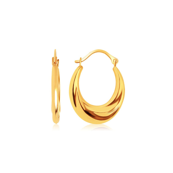 Lovcia Luxury Classic 14k Yellow Gold Graduated Oval Hoops with Snap Lock Closure-Earrings-Yellow Gold-Yellow Gold