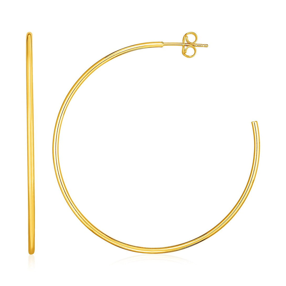 Lovcia Luxury Classic 14K Yellow Gold Hoop Earrings with Pushback Clasps (50mm)-Earrings-Yellow Gold-Yellow Gold