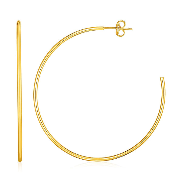 Lovcia Luxury Classic 14K Yellow Gold Hoop Earrings with Pushback Clasps (50mm)-Earrings-Yellow Gold-Yellow Gold