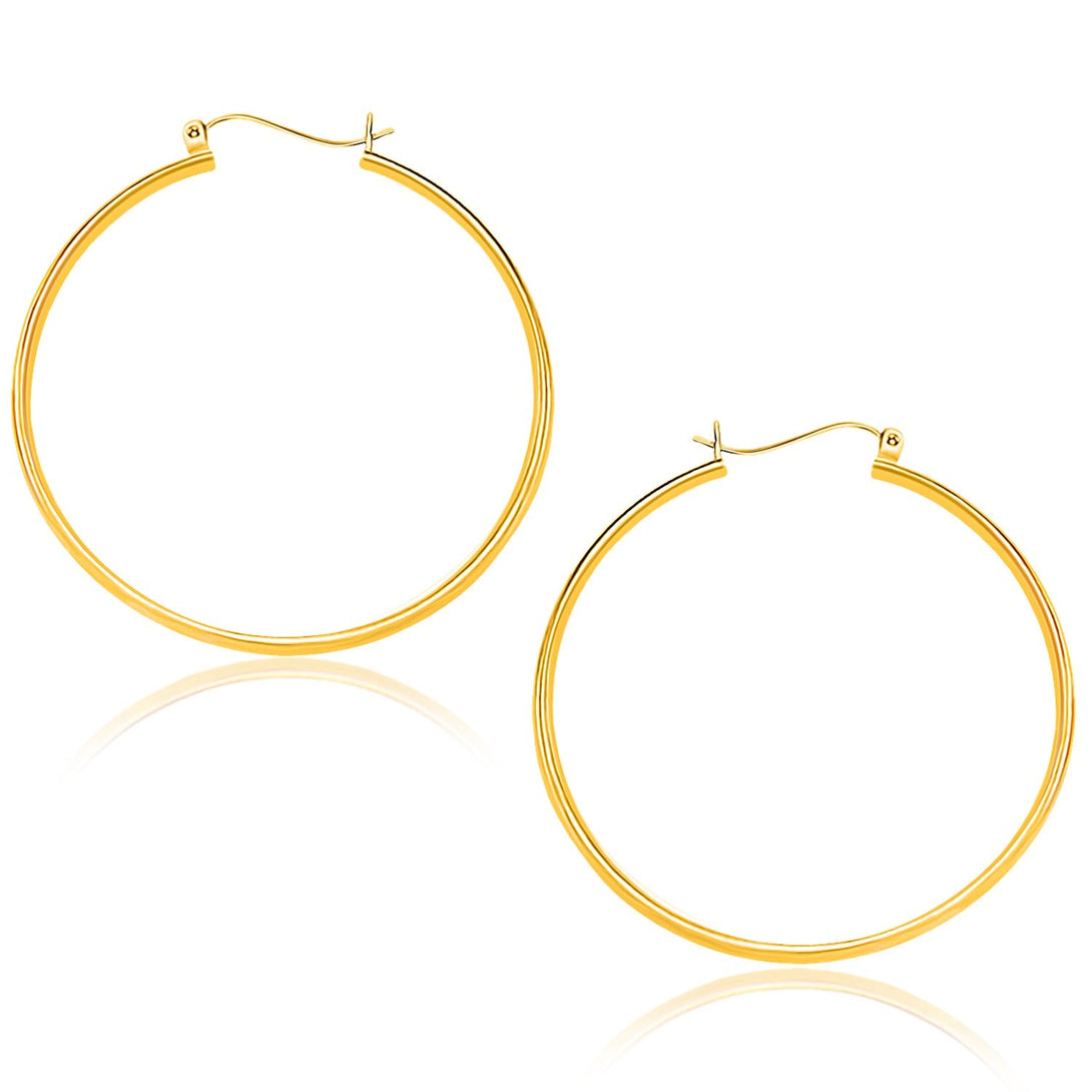 Lovcia Luxury Classic 14k Yellow Gold Hoop Earrings with Snap Lock Backing (40mm)-Earrings-Yellow Gold-Yellow Gold