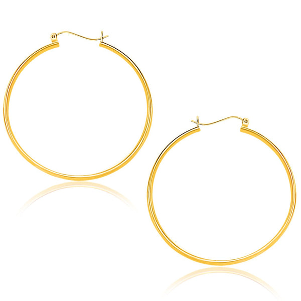 Lovcia Luxury Classic 14k Yellow Gold Hoop Earrings with Snap Lock Backing (40mm)-Earrings-Yellow Gold-Yellow Gold