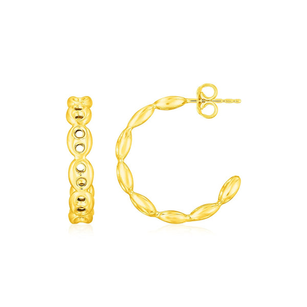 Lovcia Luxury Classic 14K Yellow Gold Mariner Chain Hoop Earrings-Earrings-Yellow Gold-Yellow Gold