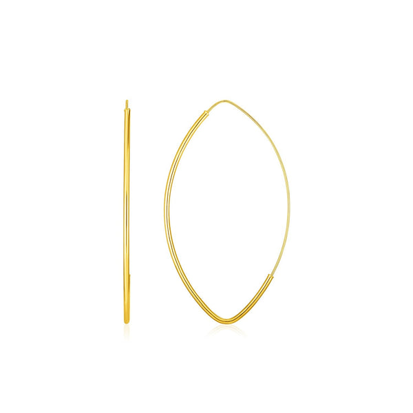Lovcia Luxury Classic 14K Yellow Gold Marquise Hoop Earrings-Earrings-Yellow Gold-Yellow Gold