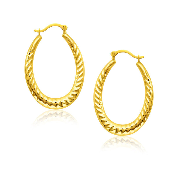 Lovcia Luxury Classic 14k Yellow Gold Oval Hoop Earrings with Snap Lock-Earrings-Yellow Gold-Yellow Gold