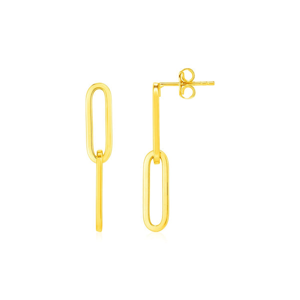 Lovcia Luxury Classic 14K Yellow Gold Paperclip Link Drop Earrings-Earrings-Yellow Gold-Yellow Gold