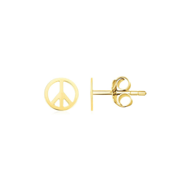 Lovcia Luxury Classic 14k Yellow Gold Peace Symbol Post Earrings-Earrings-Yellow Gold-Yellow Gold
