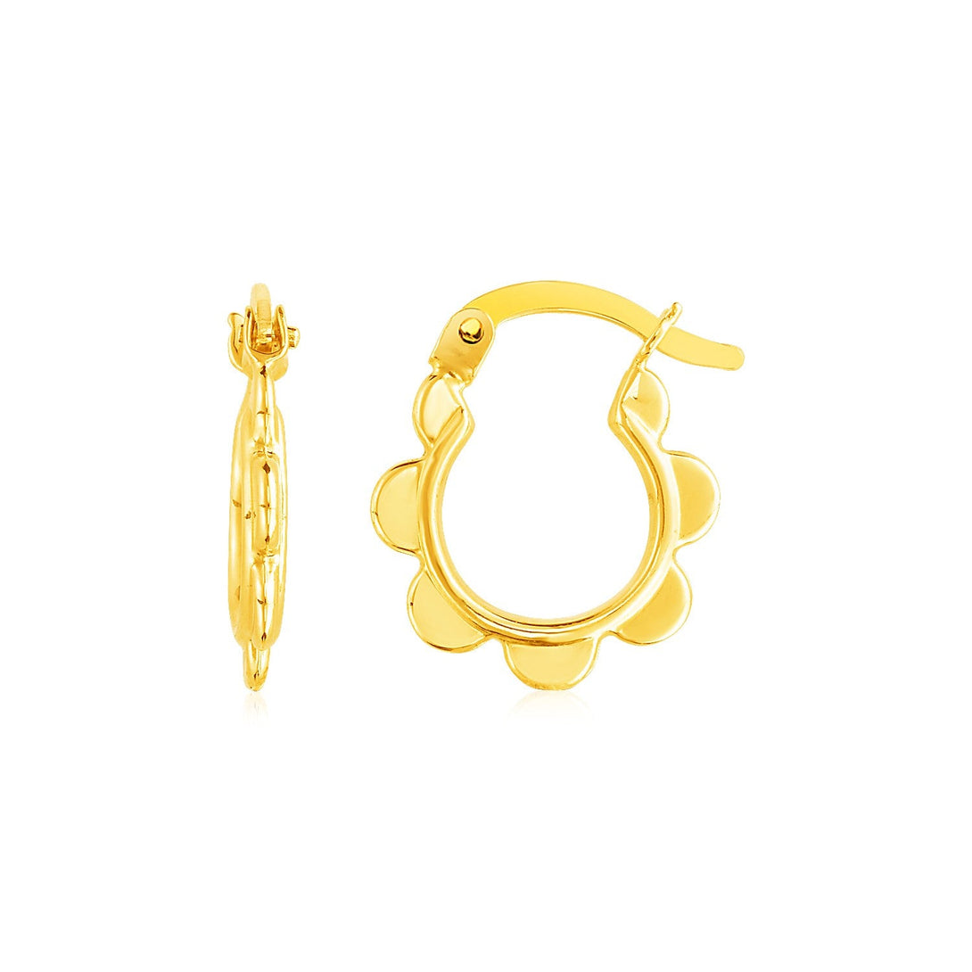 Lovcia Luxury Classic 14k Yellow Gold Petal Hoop Earrings-Earrings-Yellow Gold-Yellow Gold