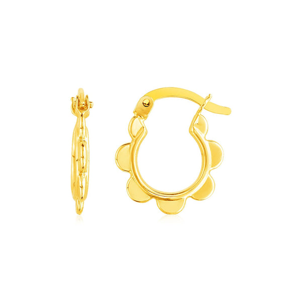 Lovcia Luxury Classic 14k Yellow Gold Petal Hoop Earrings-Earrings-Yellow Gold-Yellow Gold
