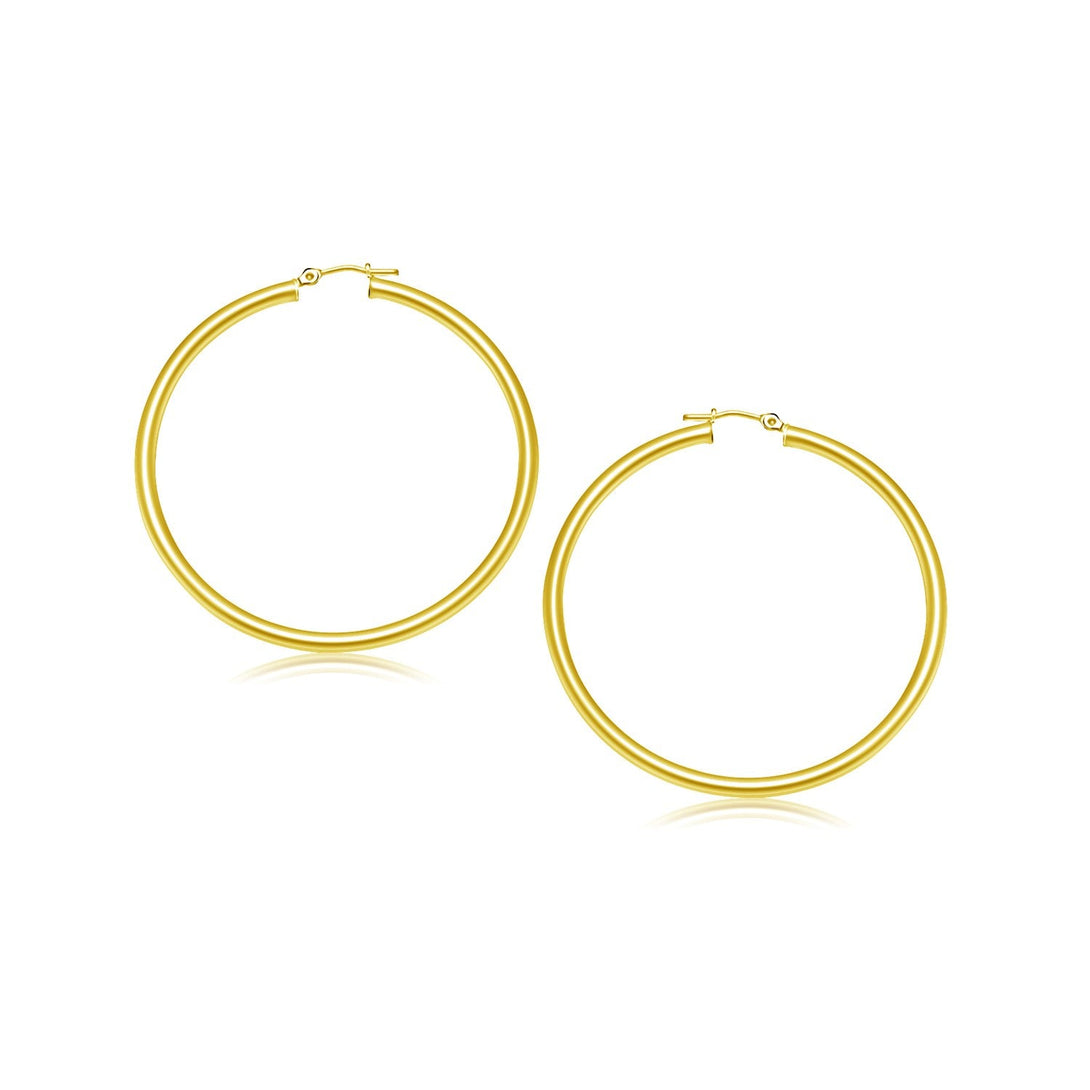 Lovcia Luxury Classic 14K Yellow Gold Slim Hoop Earrings with Snap Lock (25mm)-Earrings-Yellow Gold-Yellow Gold