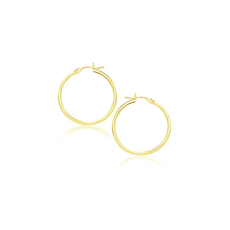 Lovcia Luxury Classic 14k Yellow Gold Snap Lock Hoop Earrings (20mm)-Earrings-Yellow Gold-Yellow Gold