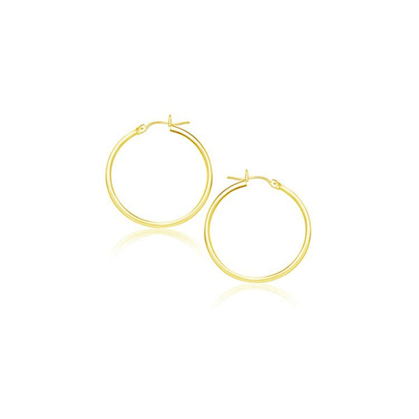 Lovcia Luxury Classic 14k Yellow Gold Snap Lock Hoop Earrings (20mm)-Earrings-Yellow Gold-Yellow Gold