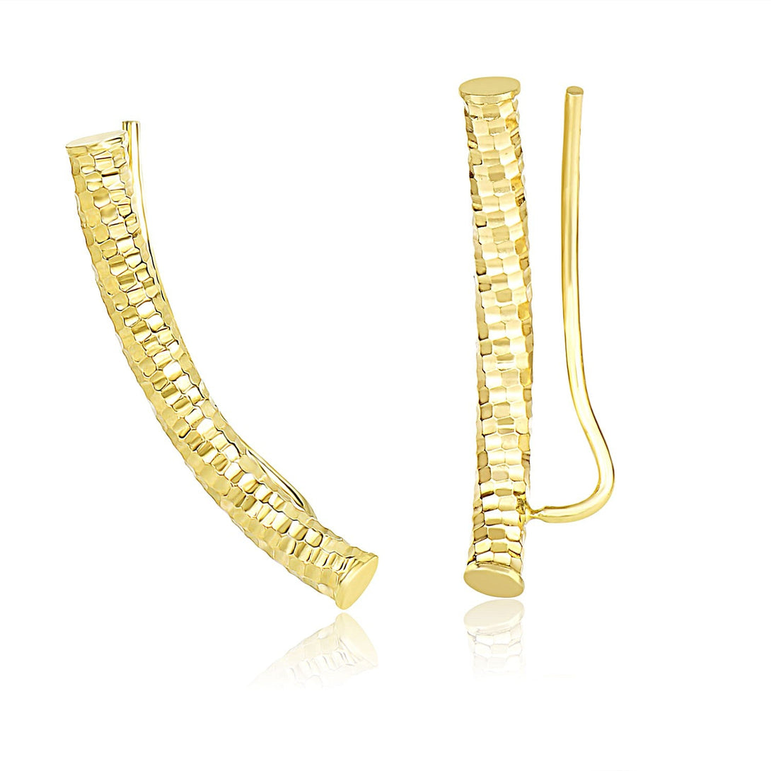 Buy LOVCIA Luxury Classic 14k Yellow Gold Spiral Tube Earrings with Diamond Accents