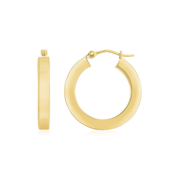 Lovcia Luxury Classic 14K Yellow Gold Square Tube Hoop Earrings (20mm)-Earrings-Yellow Gold-Yellow Gold