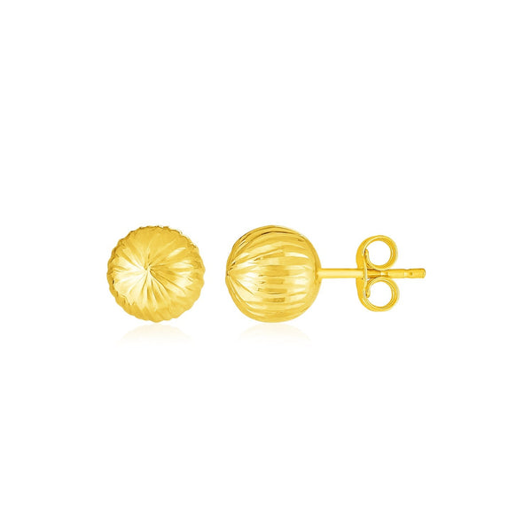 Lovcia Luxury Classic 14K Yellow Gold Textured Ball Stud Earrings (5mm)-Earrings-Yellow Gold-Yellow Gold