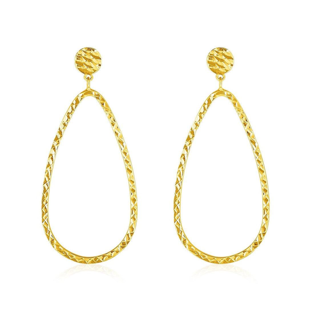 Lovcia Luxury Classic 14k Yellow Gold Textured Teardrop Earrings with Pushback Clasps-Earrings-Yellow Gold-Yellow Gold