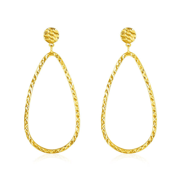 Lovcia Luxury Classic 14k Yellow Gold Textured Teardrop Earrings with Pushback Clasps-Earrings-Yellow Gold-Yellow Gold