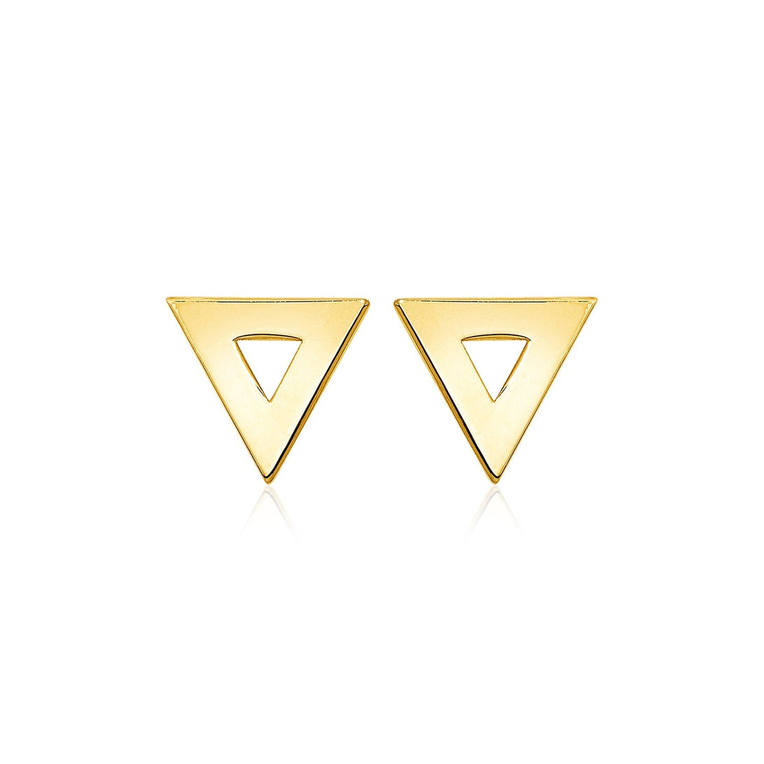 Lovcia Luxury Classic 14k Yellow Gold Triangle Stud Earrings with Pushback Clasps-Earrings-Yellow Gold-Yellow Gold