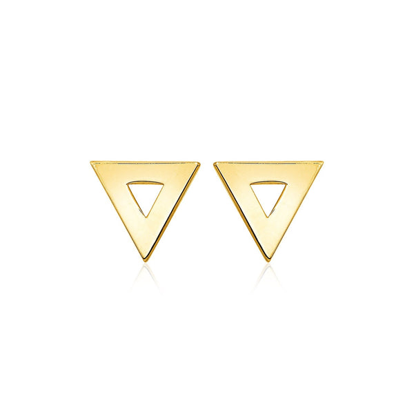 Lovcia Luxury Classic 14k Yellow Gold Triangle Stud Earrings with Pushback Clasps-Earrings-Yellow Gold-Yellow Gold