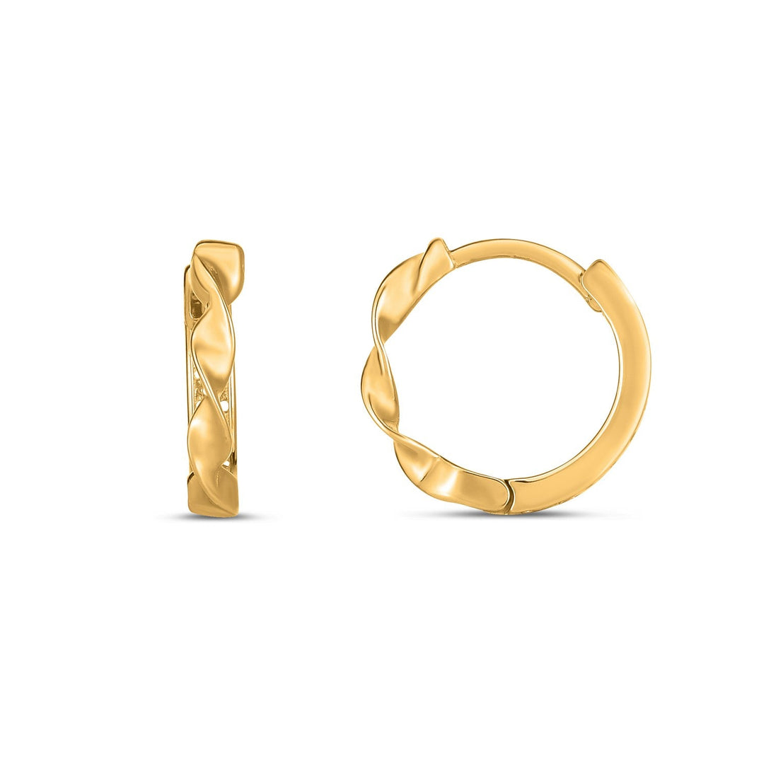 Lovcia Luxury Classic 14k Yellow Gold Twisted Hoop Earrings-Earrings-Yellow Gold-Yellow Gold