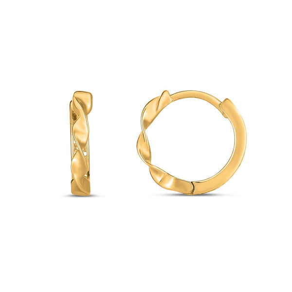 Lovcia Luxury Classic 14k Yellow Gold Twisted Hoop Earrings-Earrings-Yellow Gold-Yellow Gold