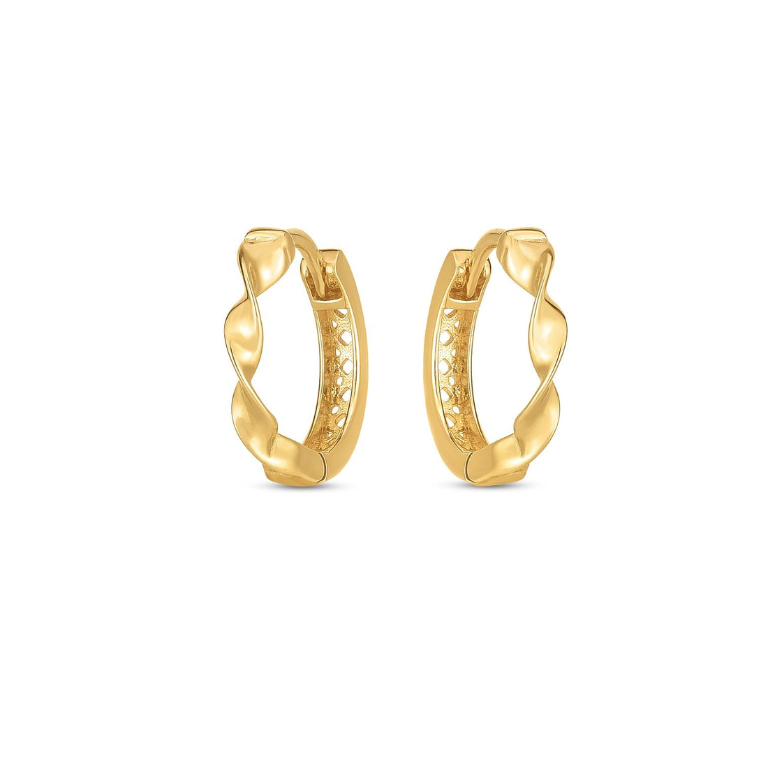 Lovcia Luxury Classic 14k Yellow Gold Twisted Hoop Earrings-Earrings-Yellow Gold-Yellow Gold