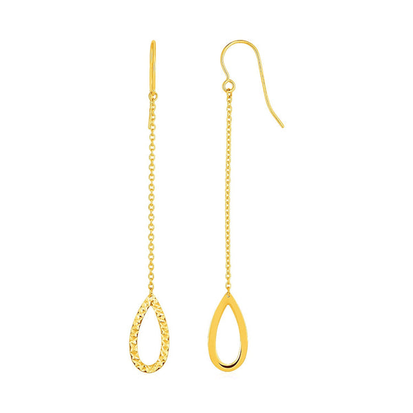 Lovcia Luxury Classic Textured Pear Drop Earrings in 14k Yellow Gold-Earrings-Yellow Gold-Yellow Gold