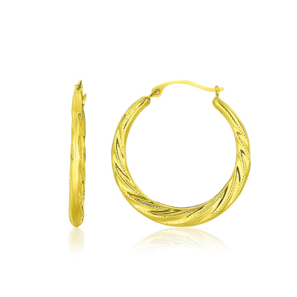 Lovcia Luxury Dazzling 10k Yellow Gold Twisted Hoop Earrings with Snapback Closure-Earrings-Yellow Gold-Yellow Gold