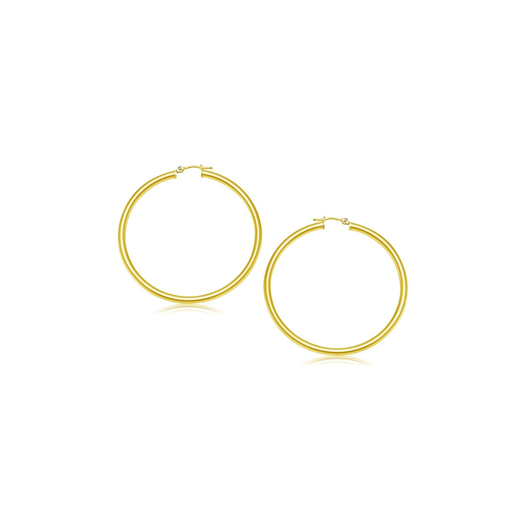 Lovcia Luxury Dazzling 14k Gold Hoop Earrings with Snap Lock Clasp (15mm)-Earrings-Yellow Gold-Yellow Gold