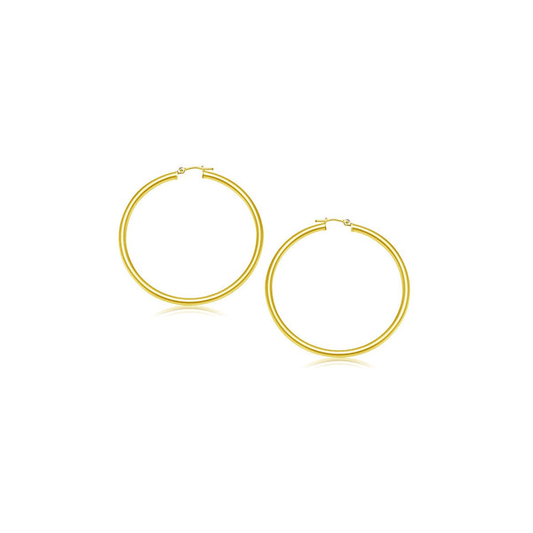 Lovcia Luxury Dazzling 14k Gold Hoop Earrings with Snap Lock Clasp (15mm)-Earrings-Yellow Gold-Yellow Gold