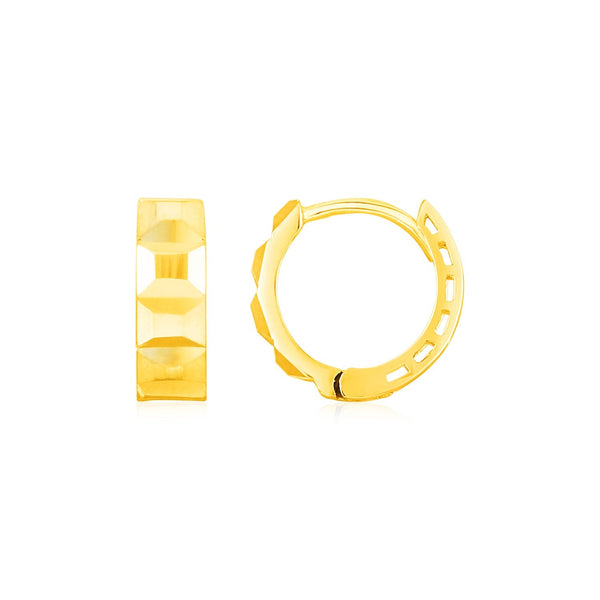 Lovcia Luxury Dazzling 14K Gold Square Faceted Huggie Hoops-Earrings-Yellow Gold-Yellow Gold